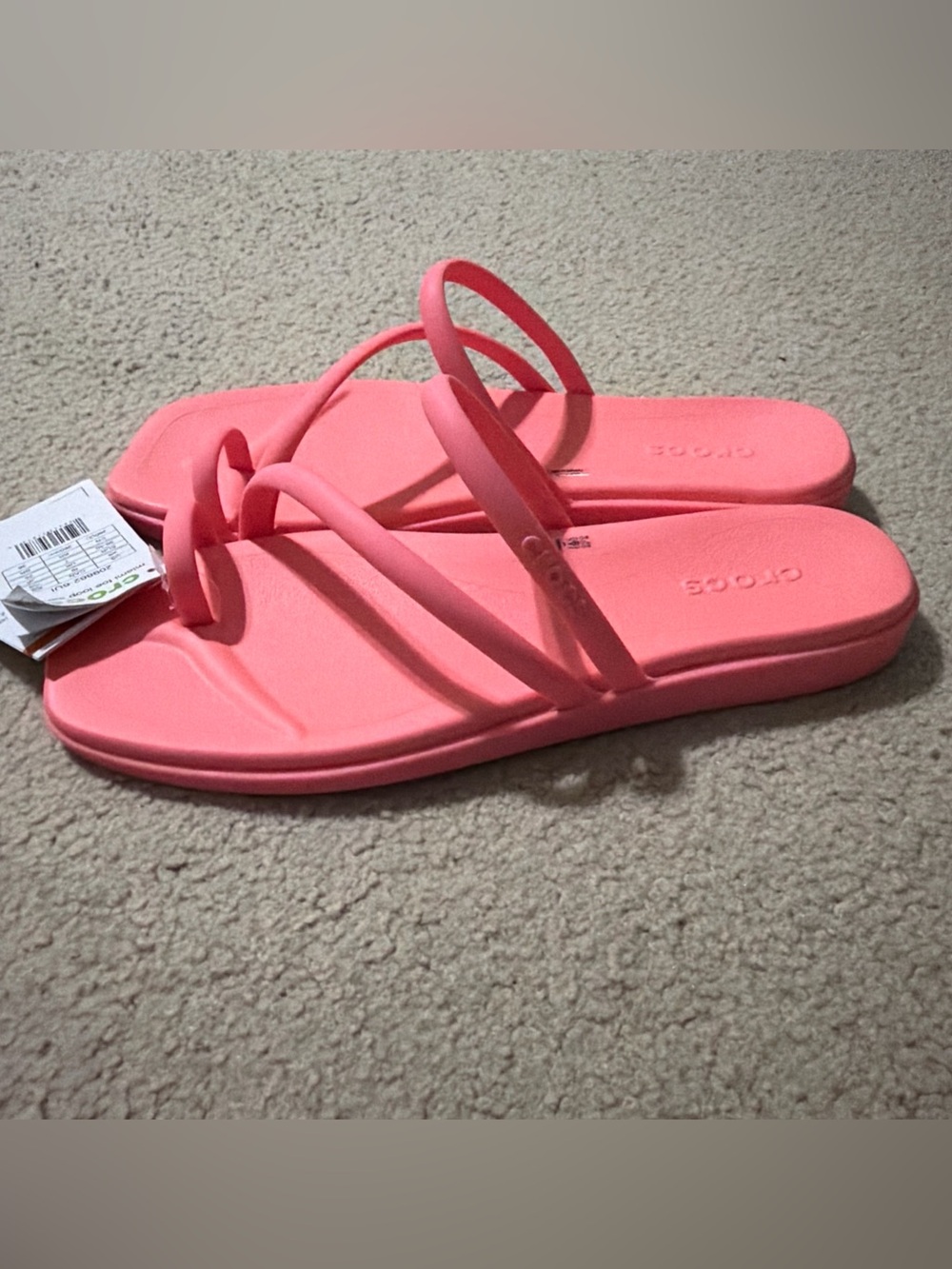 Crocs Women's Size 9 Miami Toe Loop Sandals Slip Ons Shoes 209862-6UI Pink NEW